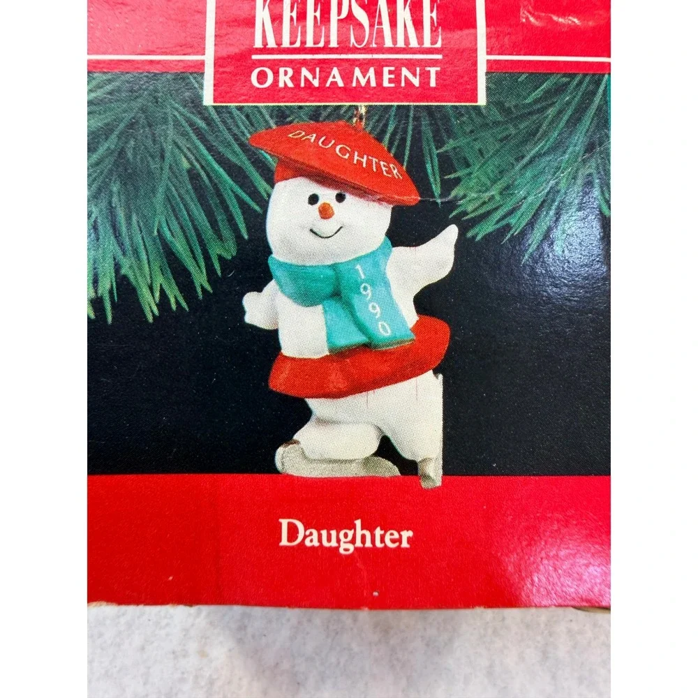 Hallmark Keepsake Ornament 1990 Daughter Snowman Ice Skating Vintage QX449-6